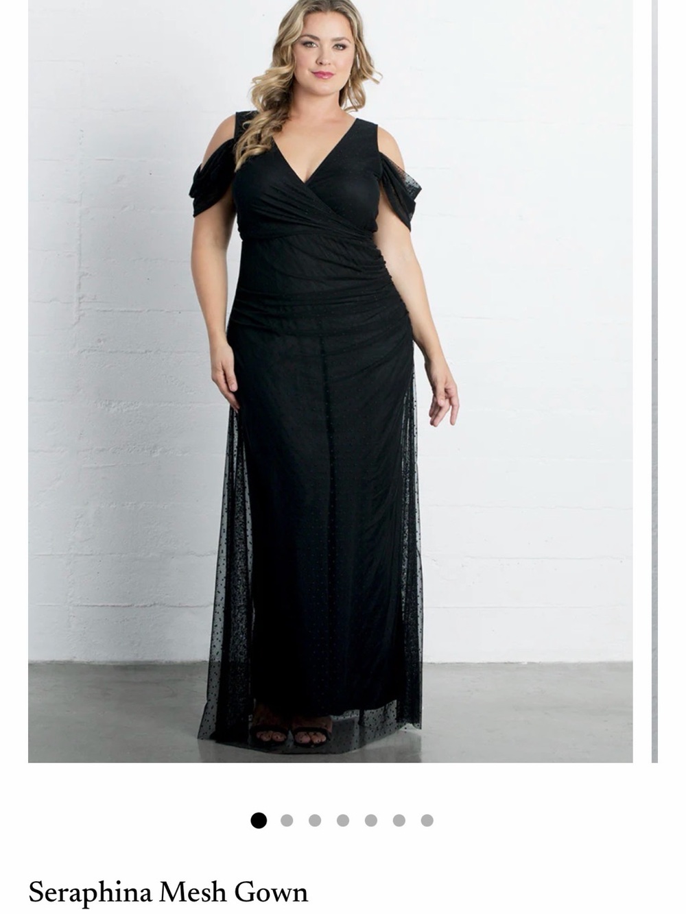 Kiyonna Black Seraphina Mesh Cold-Shoulder Maxi Dress